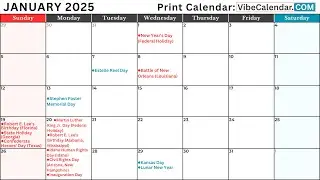 January 2025 Calendar with Holidays and Observances (All) #calendar #january #holiday