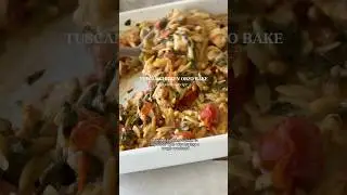 Tuscan Chicken Orzo Bake with Sun-dried tomatoes. 😍dump & bake recipe. #healthyrecipes #easyrecipe