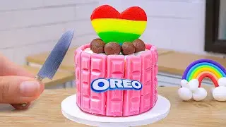 Baking Miniature Pink KITKAT OREO Chocolate Cake 🍫 Best Mini Dessert DIY by Sweet Mini Cakes