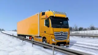 Yellow ACTROS in ETS2: Ultimate Sleeper Cab setup for long haul ETS2