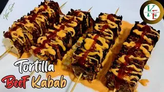 Tortilla Beef Kabab | Viral Tortilla Kebab Skewers | Layered Tortilla Meat Skewers Recipe