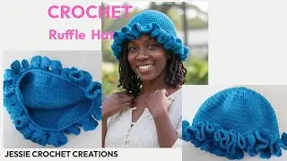 How to Crochet a Beautiful Blue Ruffle Hat | Easy Step-by-Step Tutorial.