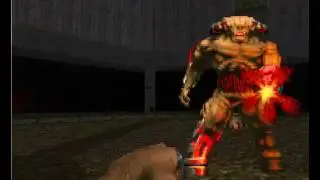 Berzerk punching a cyberdemon in Doom