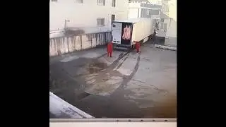 Meat truck collapses full of meat!!!