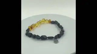 Bracelet Perles Ambre v&eacute;ritable de la mer Baltique + Opale Boulder d'Australie.