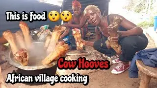 HOW TO PREPARE Raw cow Hooves for soup/food. African village life #villagecooking