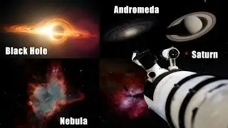 Space LIVE view through Telescope Simulation (Black Hole, Saturn, Andromeda, Nebula) 4K