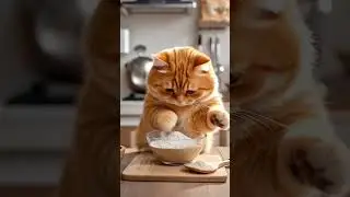 Orange Cat's Kitchen Adventure:Crispy Mushroom magic  #OrangeCatcooksCrispyMushrooms #cat #funny