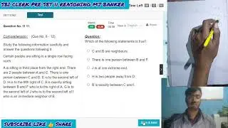 SBI clerk Reasoning Sectional Mock | Daily Practice | Set 11 #mocktest #sbipo #sbiclerk #sbi #ibps