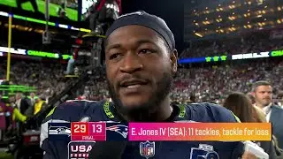 Ernest Jones IV reacts to winning Super Bowl LX