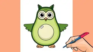 How to Draw a Cute Avocado Owl | Step by step