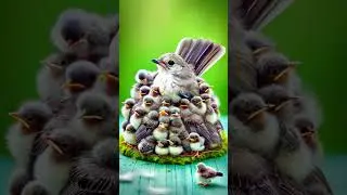 Unbelievable Bird Family Moment! 🐣💚 #wildlife #cutenessoverload #shorts