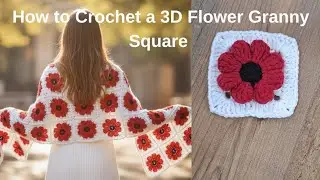 ​Easy Crochet Popcorn Flower Square for Beginners