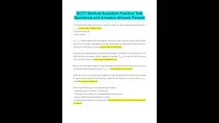 NCCT Medical Assistant Practice Test Questions and Answers. GRADED A+