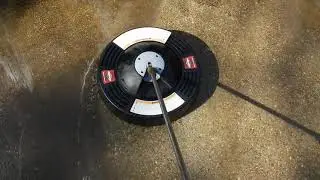How to power wash a concrete patio QUICK and EASY.