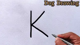 How to draw Dog drawing from letter K | Learn Easy Dog Drawing