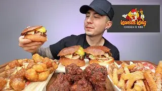MUKBANG Eating Tater Tot Poutine + Картофель фри с трюфелями + Жареные куриные слайдеры от Kansas...