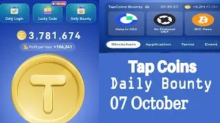 Tapcoin Daily Bounty 07 October| tap coin daily bounty today| tap coin daily bounty.