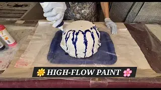 High-flow paint (seceond-hand) on concrete pots - ASMR