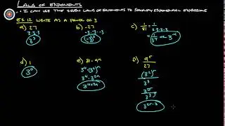 3D (6.0) Laws of Exponents (part 1 of 2) *Alg. 2: Just watch to 8:54