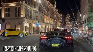 TRAPPED Lamborghini Aventador SVj GOES WILD In London! *Loud Accelerations & Reactions!