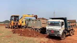 New Jcb 3dx Backhoe Loading Tata 2518 And Bharatbenz Truck | Jcb mud Loading | Jcb Truck Loading