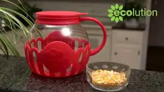 Ecolution Original Microwave Micro Pop Popcorn Popper | Borosilicate Glass | 3 in 1 Silicone Lid