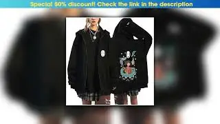 Today Only Ghibli No Face Black Hoodie Women Anime Back Print Cotton Casual Long Sleeve Autumn Wint