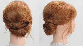 【ヘアーバレッタで楽】ミディアム シニヨン
