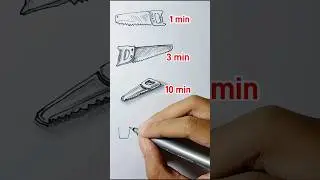 Draw Hand Saw Wood Cutting 1min, 3min, 10min #shorts #drawing