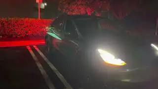 Tesla light show of the Falcon Heavy test launch