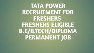TATA Power recruitment 2022, FOR FRESHER