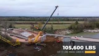 Liebherr LTM1750-9.1 | 900 Ton Crane Setting Bridge Girders over the Trinity River in Rye, Texas