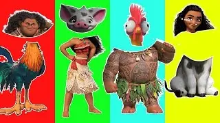 Heads Moana Pua trolls Maui vs Heihei Finger Family Song Nursery Rhymes