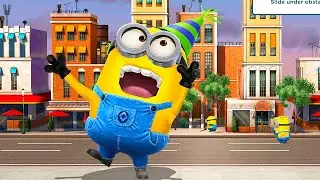 Downtown map in minion rush with Partier minion and Slide under obstacles task