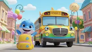 🎵 Baby Shark School Bus Ride Adventure | nursery rhymes for kids | Baby Song, School Bus Fun 🚌🦈