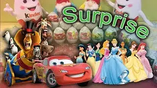 Learn Numbers with Cars Madagascar and Disney Princess ! Surprise Eggs Kinder for Girls and Boys