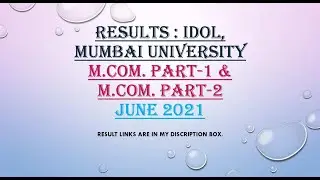 IDOL, Mumbai University M Com  Part 1 & 2 Results updates August 2021