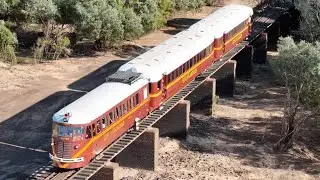 QR RM93 - The Gulflander Crosses The Norman River (Drone)