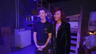 Actors DeWanda Wise and Tom Payne visit the set of their film 