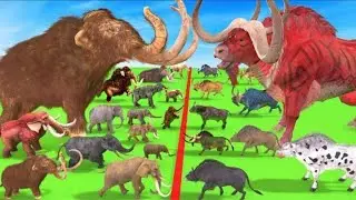 10 Mammoth Elephant vs 10 Zombie Bull Animal Epic Battle Prehistoric Mammals Animal Revolt Battle