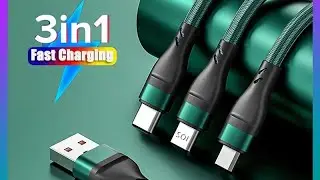 VAORLO 6A 100 Вт супер быстрый зарядный кабель 3 в 1 для передачи данных IOS/Micro USB/Type-C, 268р.