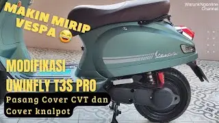 Modifikasi UWINFLY T3s Pro Makin mirip VESPA !! motor listrik molis murah t3 hijau army modif cover