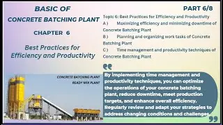 CONCRETE BATCHING PLANT I RMC PLANT I Best Practices for Efficiency and Productivity OF RMC PLANT
