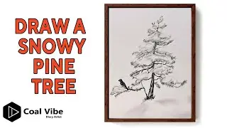 How to Draw a Snowy Pine Tree with Charcoal | Easy Winter Drawing Tutorial