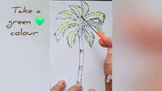 How to Draw a Palm Tree (Step by Step)#shorts #drawing