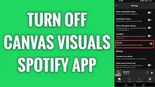 How To Turn Off Canvas Visuals On Spotify App