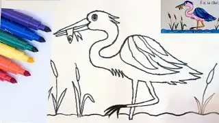 Learn the Alphabet with Birds: E is for Egrets - Fun Drawing and Coloring Tutorial for Kids
