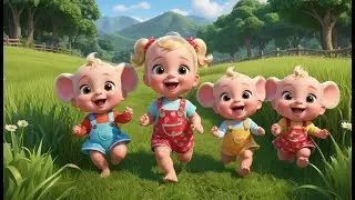 🐄 Four Gentle Calves Running in Open Fields 🌾🎶 | Fun Counting & Action Song for Toddlers