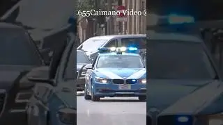 Polizia Stradale con Paletta Scorta Presidente della Repubblica Italiana Sergio Mattarella a Palermo